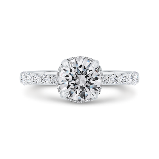 Diamond Halo Engagement Ring in 14K White Gold (Semi-Mount)