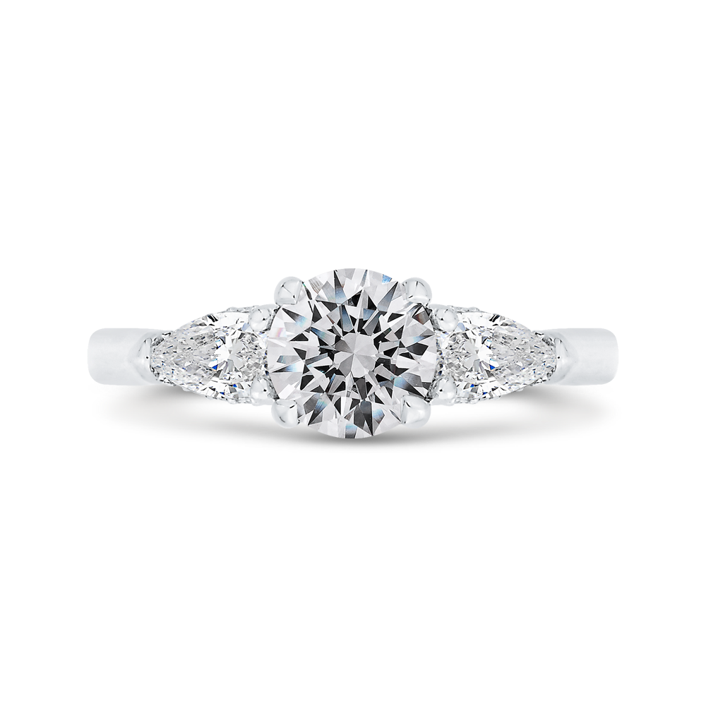 Round Diamond Three-Stone Plus Engagement Ring in 14K Two Tone Gold (Semi-Mount)
