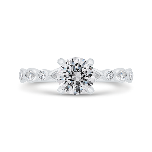 Bezel Set Round Diamond Engagement Ring in 14K White Gold (Semi-Mount)