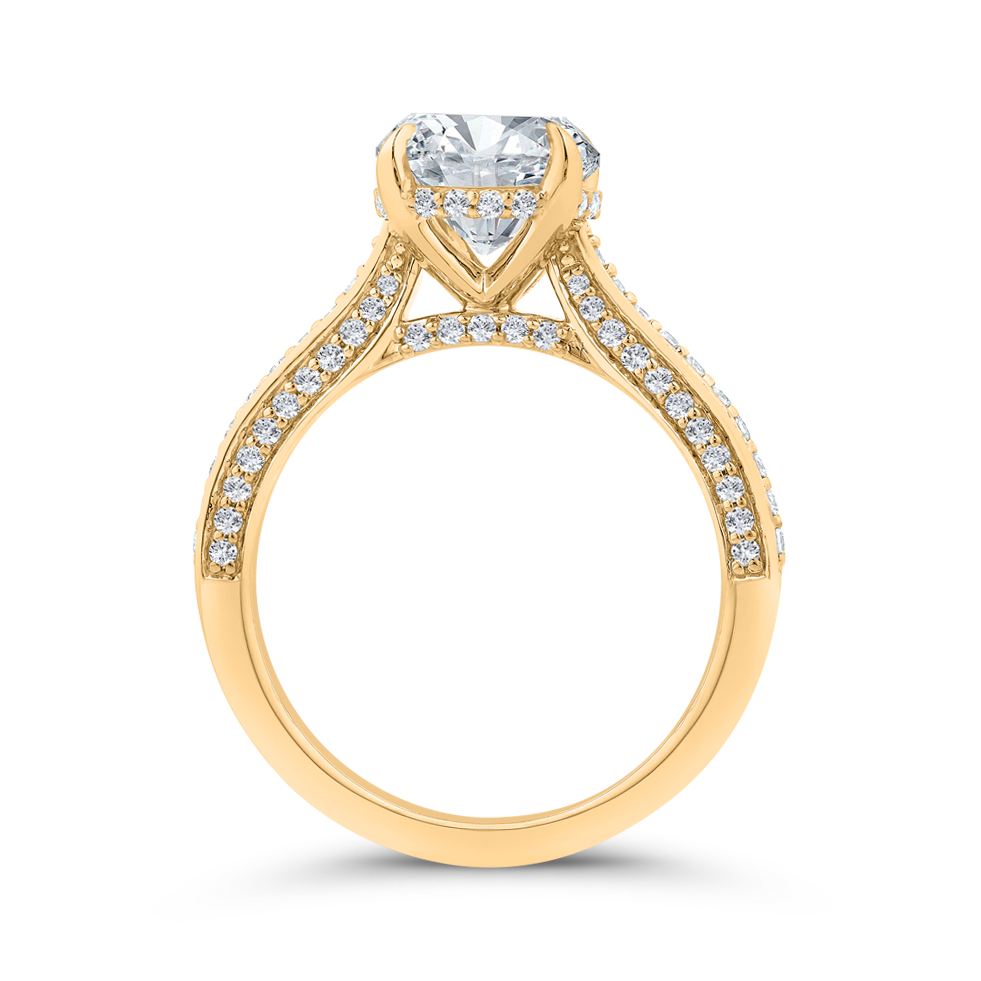 14K Yellow Gold Round Cut Diamond Engagement Ring (Semi-Mount)