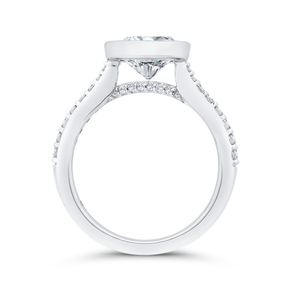 14K White Gold Round Cut Diamond Engagement Ring (Semi-Mount)