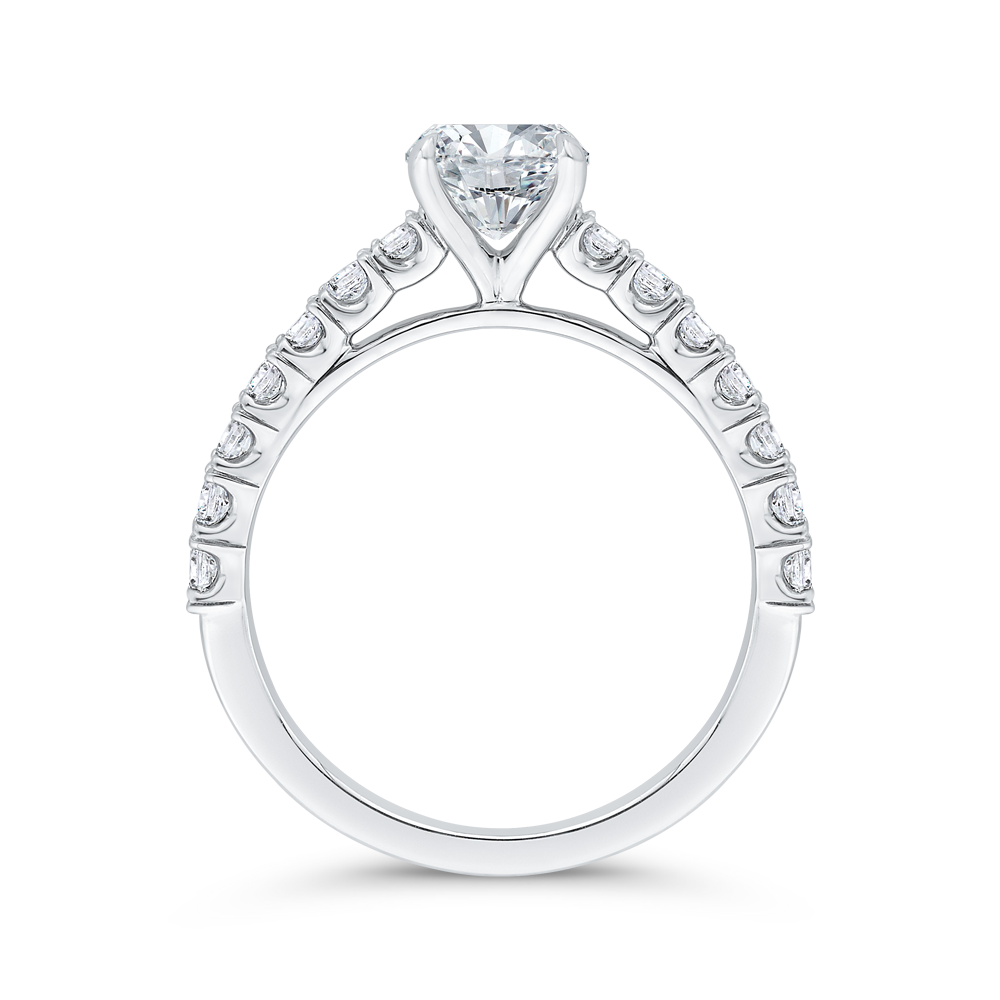 14K White Gold Round Cut Diamond Engagement Ring (Semi-Mount)