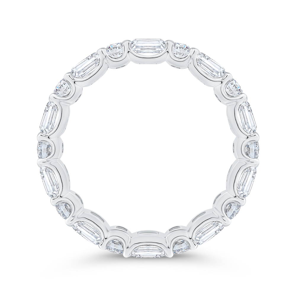 14K White Gold with Round & Emerald Diamond Eternity Ring