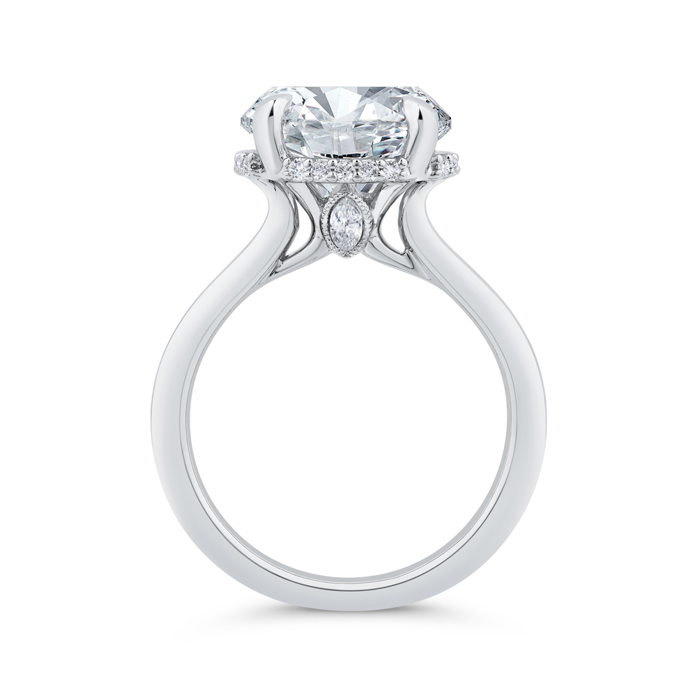 14K White Gold Round Diamond Solitaire Plus Engagement Ring (Semi-Mount)