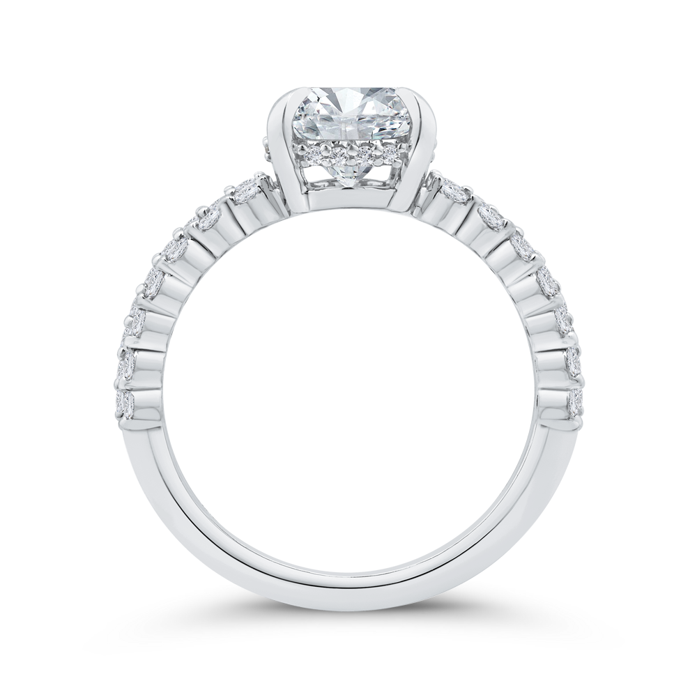 Round Diamond Engagement Ring In 14K White Gold with Split Shank (Semi-Mount)