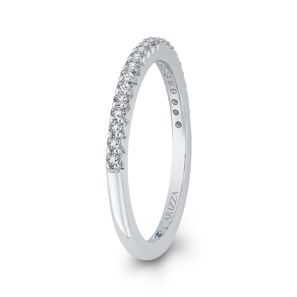 Round Diamond Half-Eternity Wedding Band in 14K White Gold