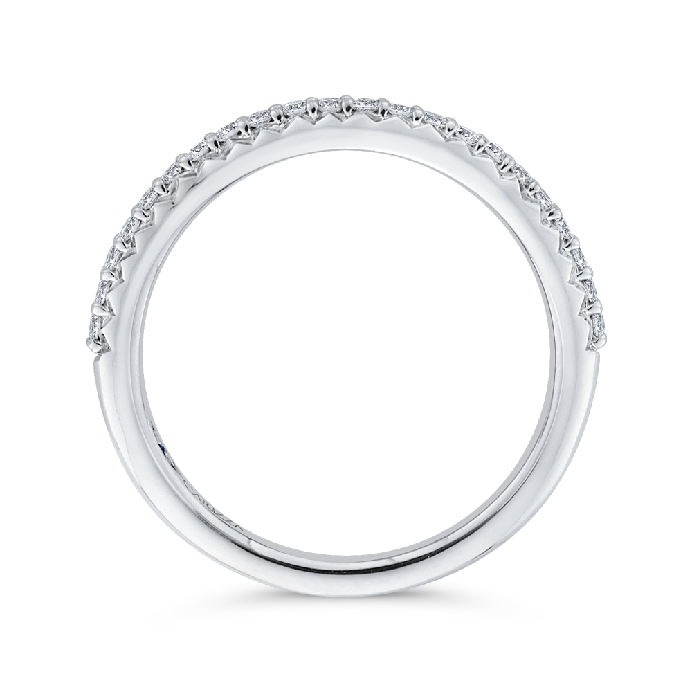 Round Diamond Half-Eternity Wedding Band in 14K White Gold