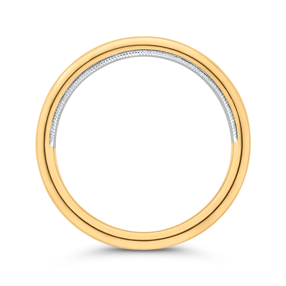 Plain Wedding Band in 14K Two Tone Gold