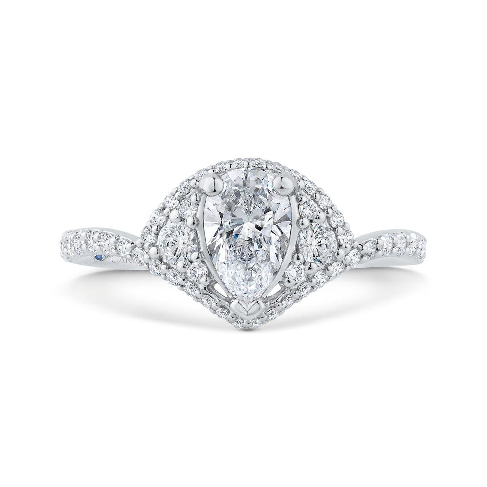 Pear Cut Diamond Engagement Ring in 14K White Gold (Semi-Mount)