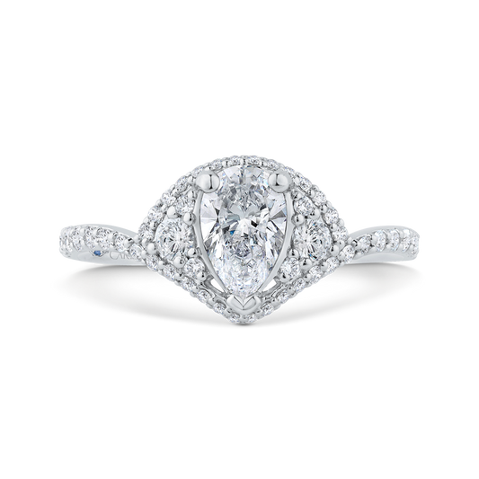 Pear Cut Diamond Engagement Ring in 14K White Gold (Semi-Mount)