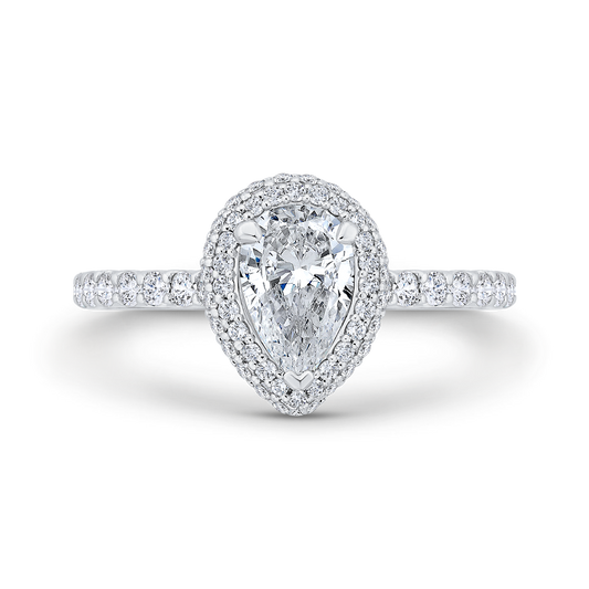 Pear Cut Diamond Double Halo Engagement Ring  in 14K White Gold (Semi-Mount)