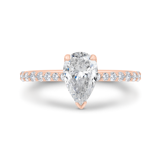 Cushion Cut Diamond Solitaire Plus Engagement Ring in 14K Rose Gold (Semi-Mount)