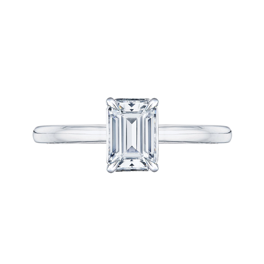 Emerald Cut Diamond Solitaire Engagement Ring in 14K White Gold (Semi-Mount)
