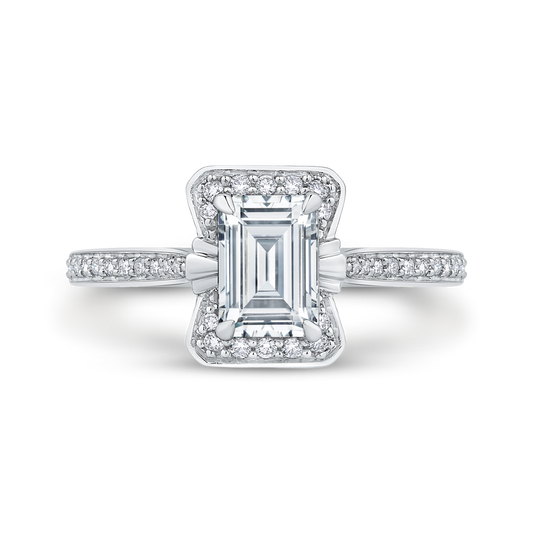 Emerald Cut Diamond Engagement Ring in 14K White Gold (Semi-Mount)