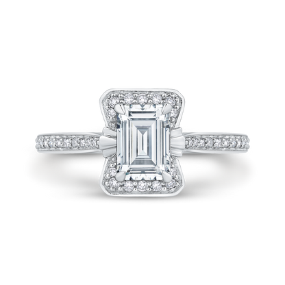 Emerald Cut Diamond Engagement Ring in 14K White Gold (Semi-Mount)
