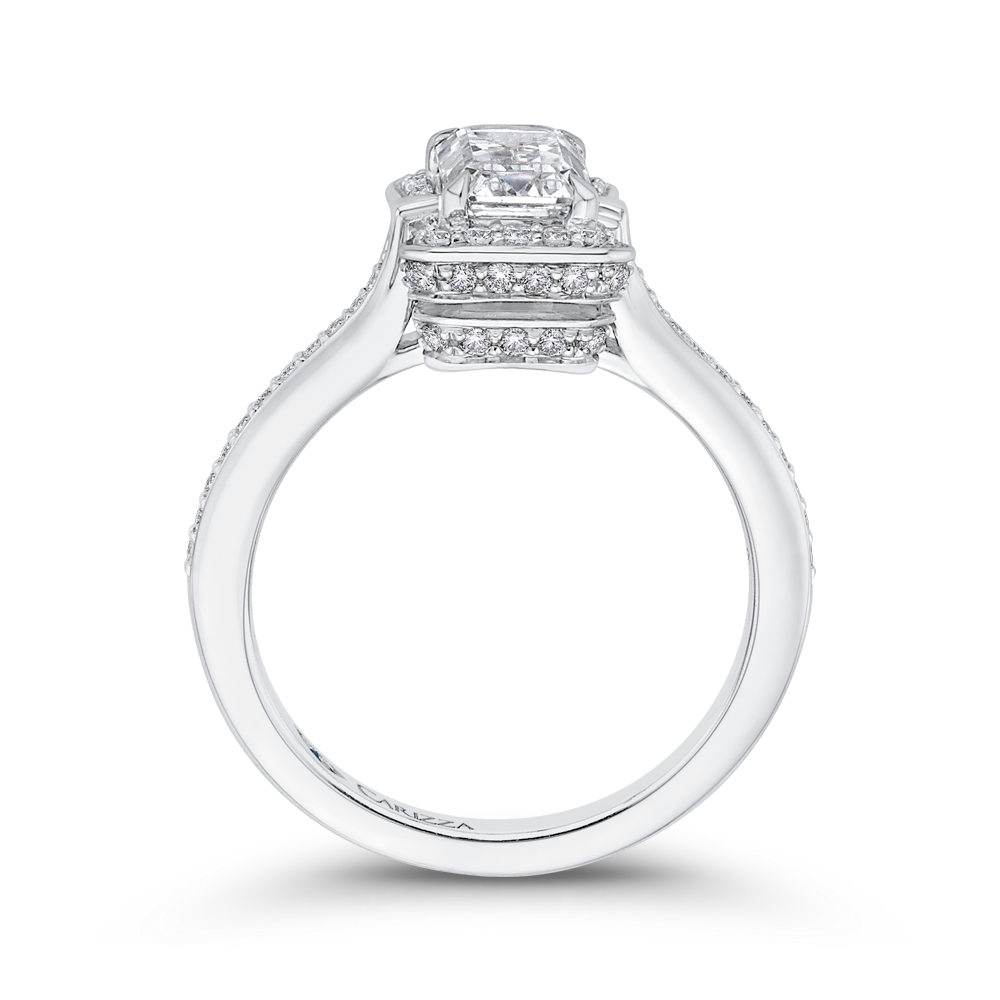 Emerald Cut Diamond Engagement Ring in 14K White Gold (Semi-Mount)