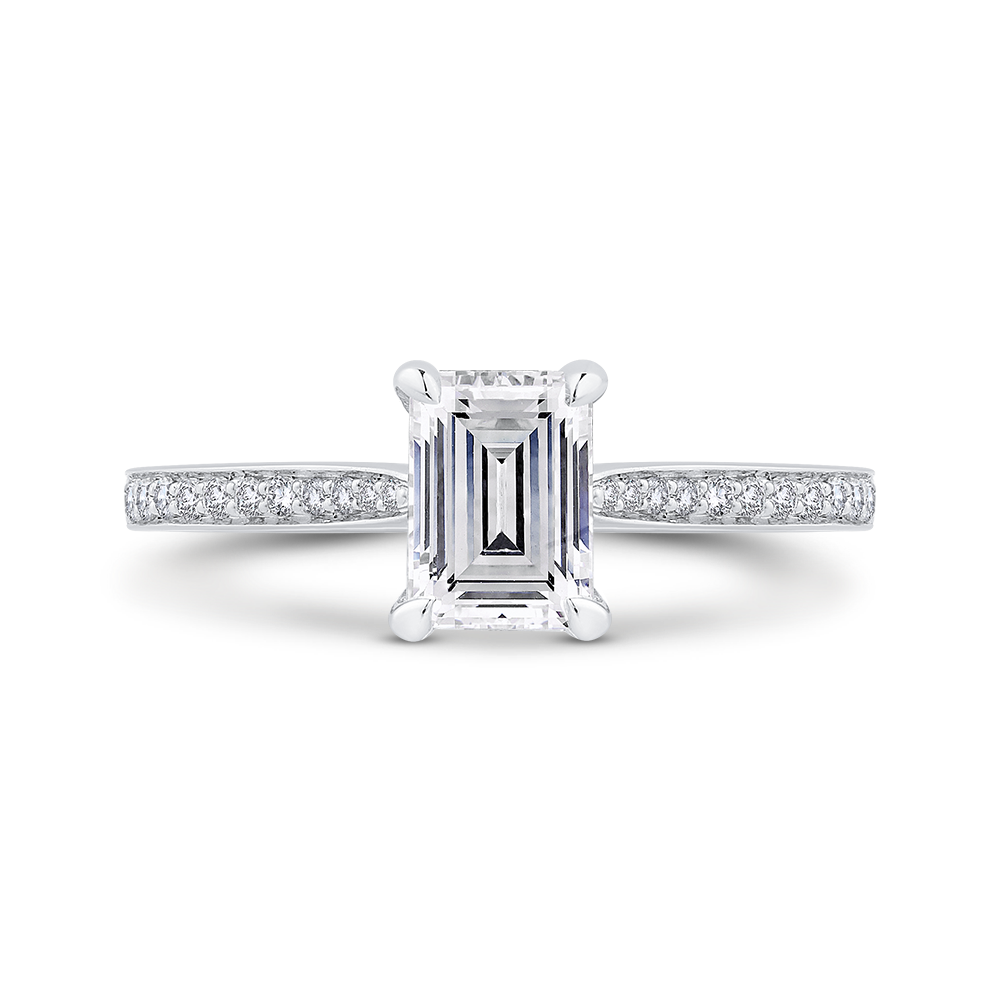 Emerald Cut Diamond Engagement Ring in 14K White Gold (Semi-Mount)