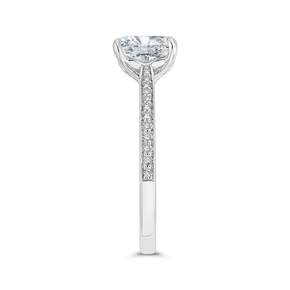 Emerald Cut Diamond Engagement Ring in 14K White Gold (Semi-Mount)