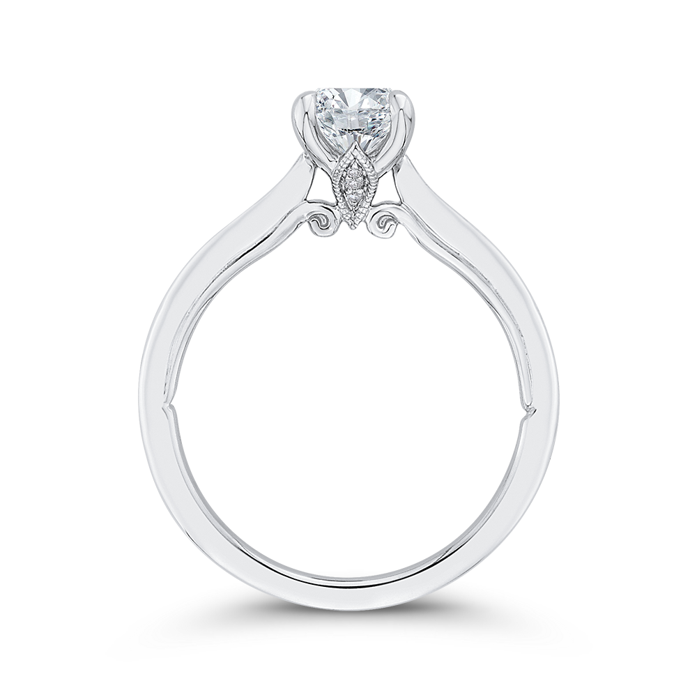 Emerald Cut Diamond Engagement Ring in 14K White Gold (Semi-Mount)