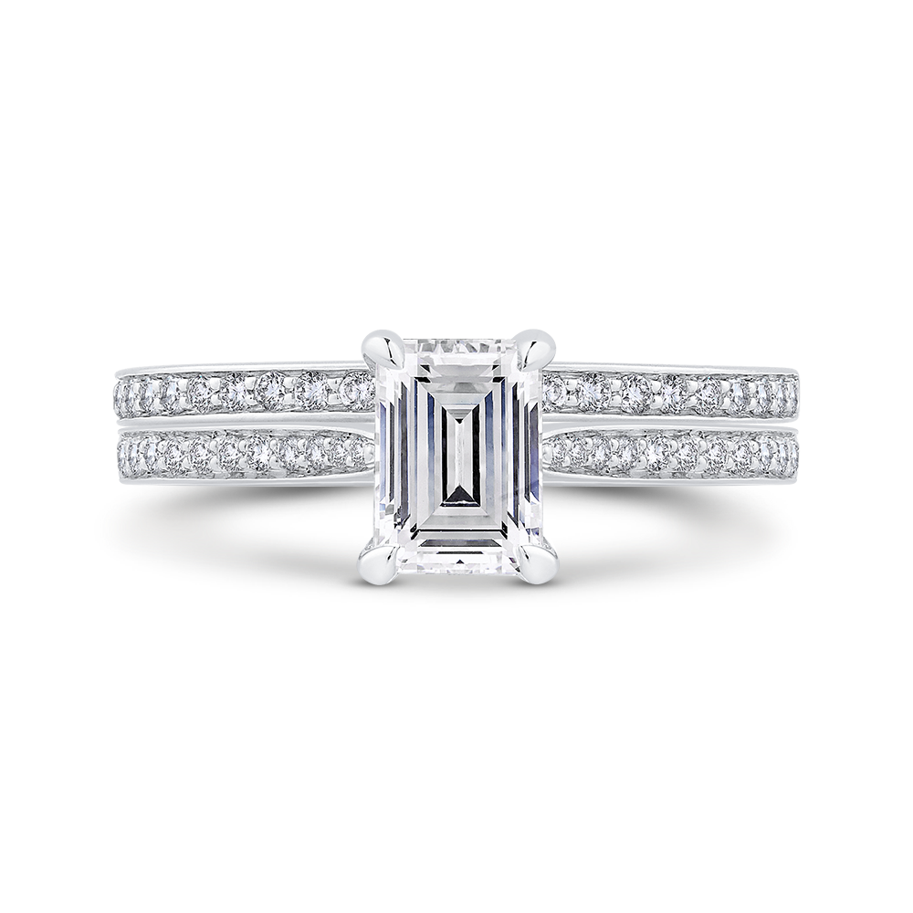 Emerald Cut Diamond Engagement Ring in 14K White Gold (Semi-Mount)