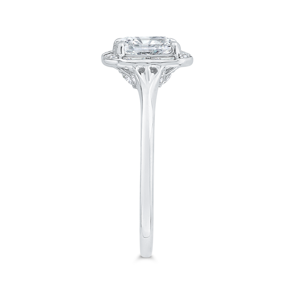 Emerald Cut Diamond Engagement Ring with Round Shank in 14K White Gold (Semi-Mount)