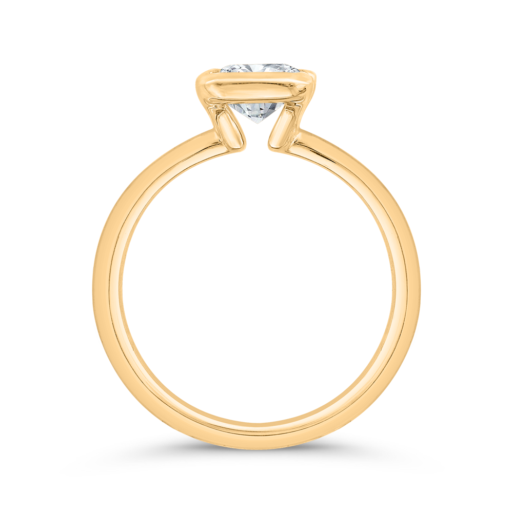 14K Yellow Gold Emerald Cut Diamond Solitaire Engagement Ring (Semi-Mount)