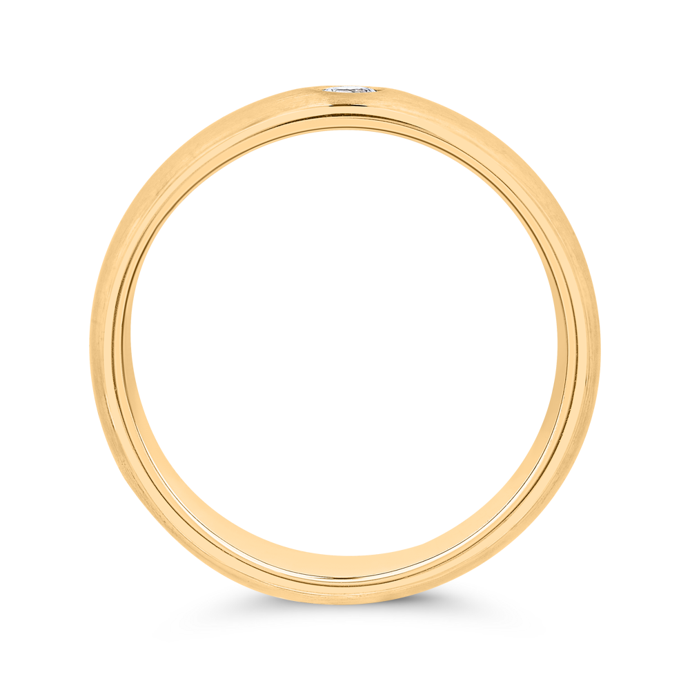 14K Yellow Gold with Round Diamond Men's Band