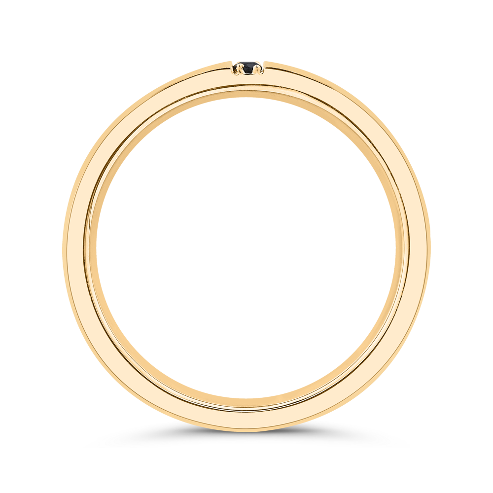14K Yellow Gold with Round Black Diamond Men's Band