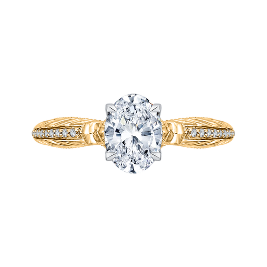Oval Cut Diamond Engagement Ring in 14K Two Tone Gold (Semi-Mount)