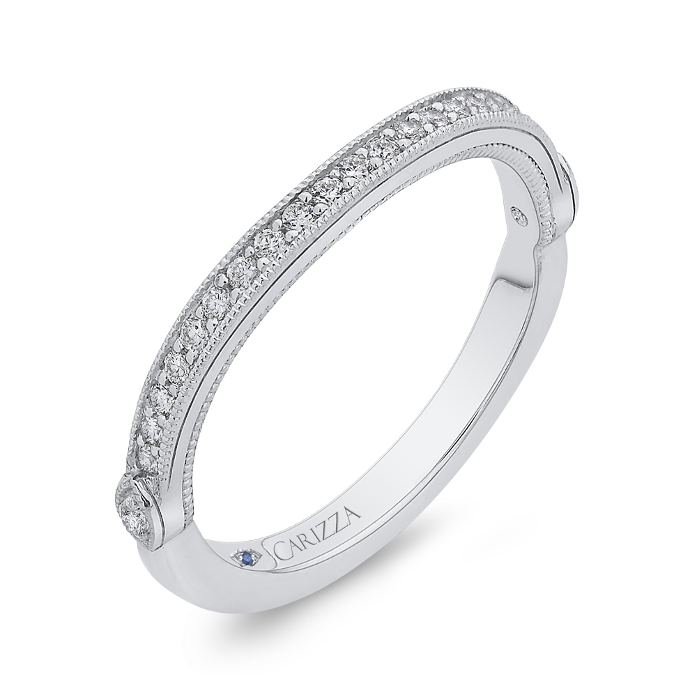 Round Diamond Half-Eternity Wedding Band in 14K White Gold