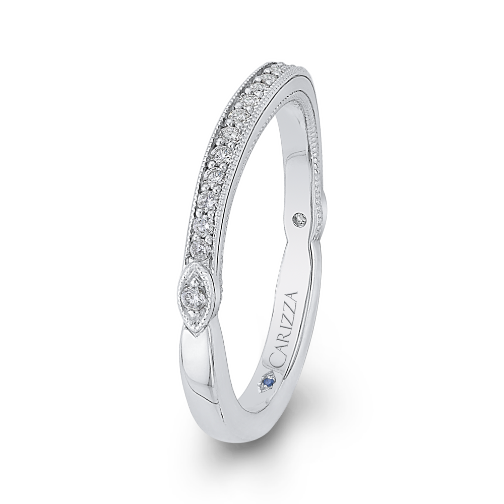 Round Diamond Half-Eternity Wedding Band in 14K White Gold