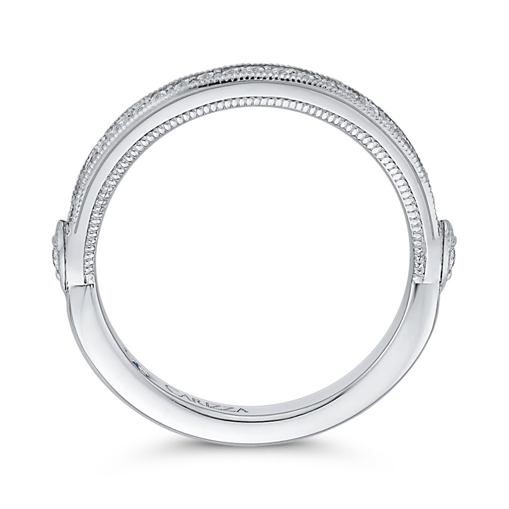 Round Diamond Half-Eternity Wedding Band in 14K White Gold