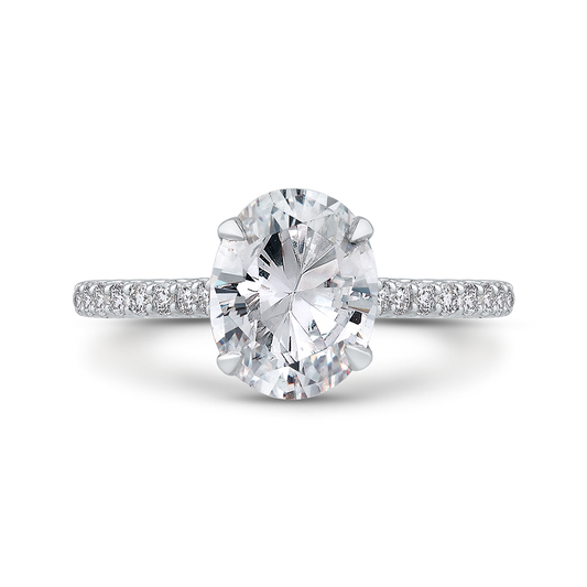 Oval Cut Diamond Cathedral Style Engagement Ring in 14K White Gold (Semi-Mount)