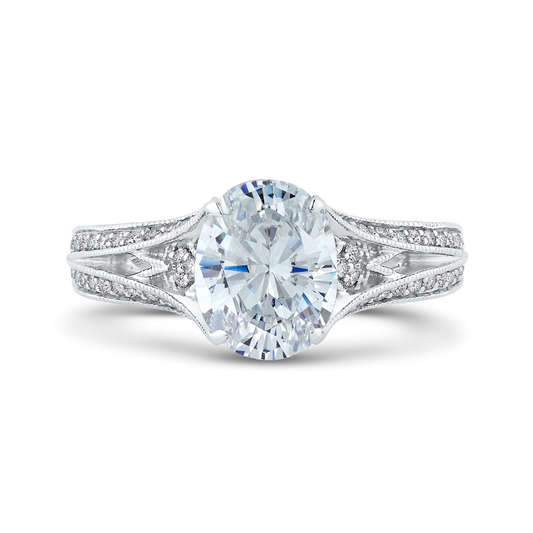 Split Shank Oval Cut Diamond Engagement Ring in 14K White Gold (Semi-Mount)