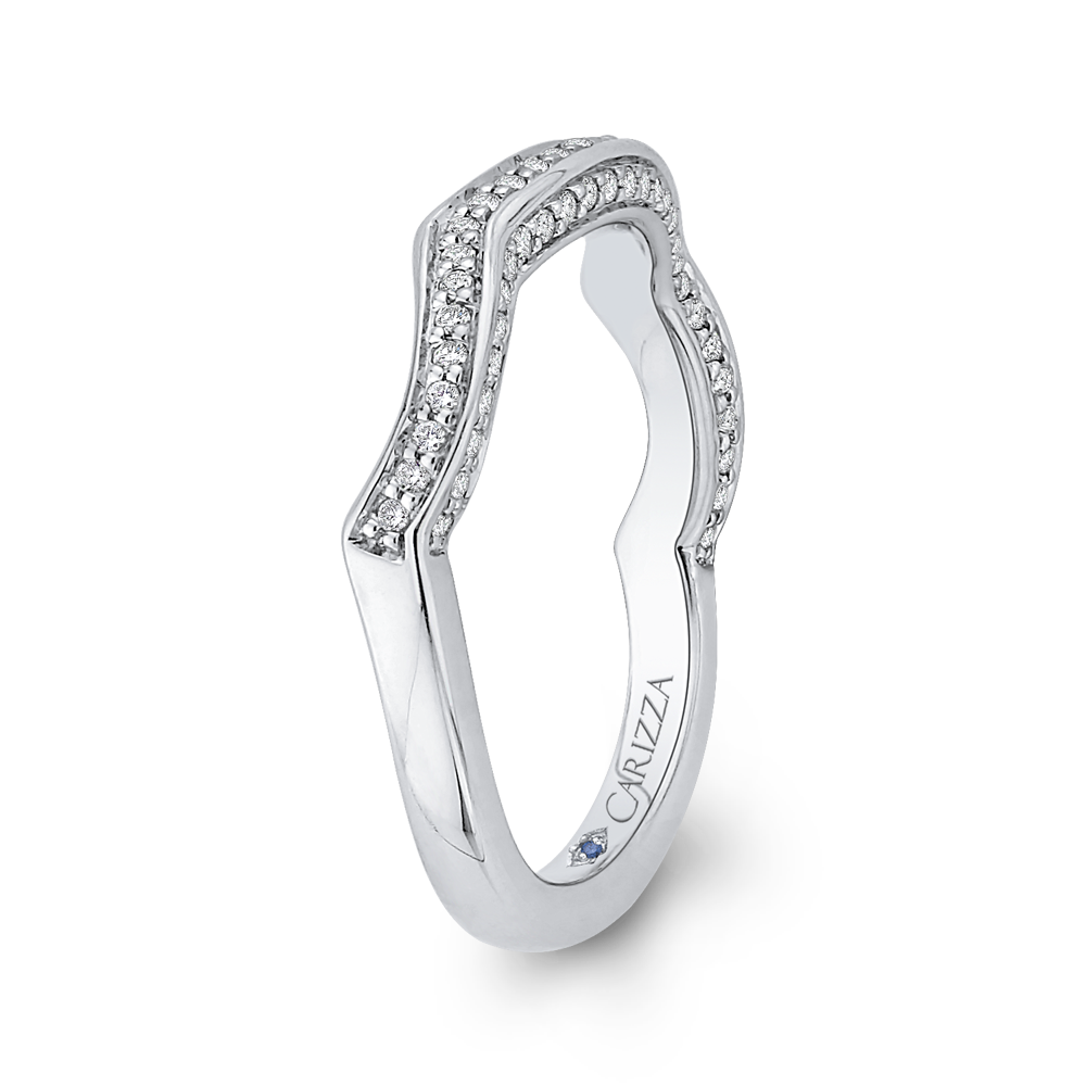 Round Diamond Half-Eternity Wedding Band in 14K White Gold