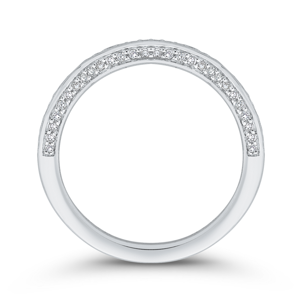 Round Diamond Half-Eternity Wedding Band in 14K White Gold