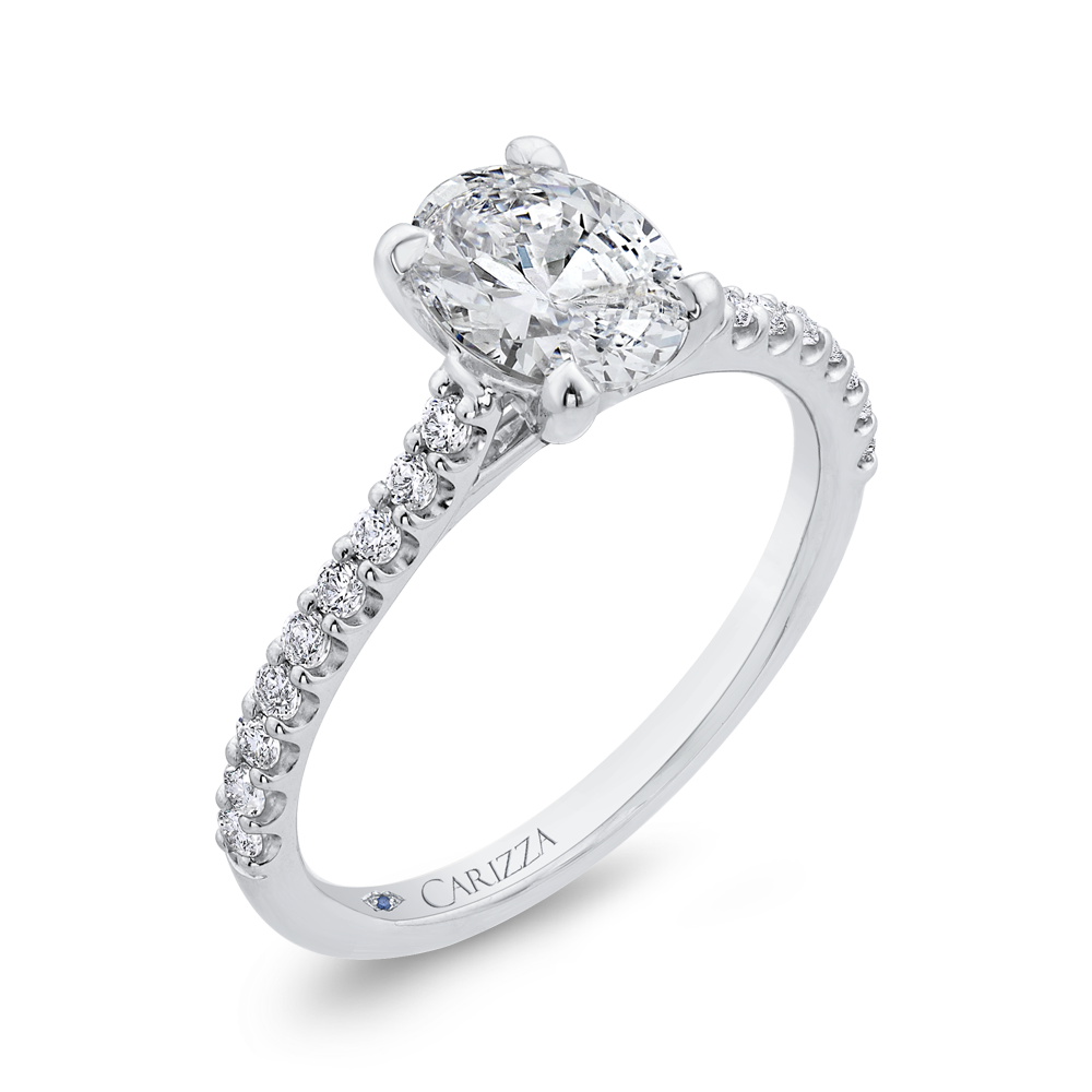 Oval Cut Diamond Classic Engagement Ring in 14K White Gold (Semi-Mount)