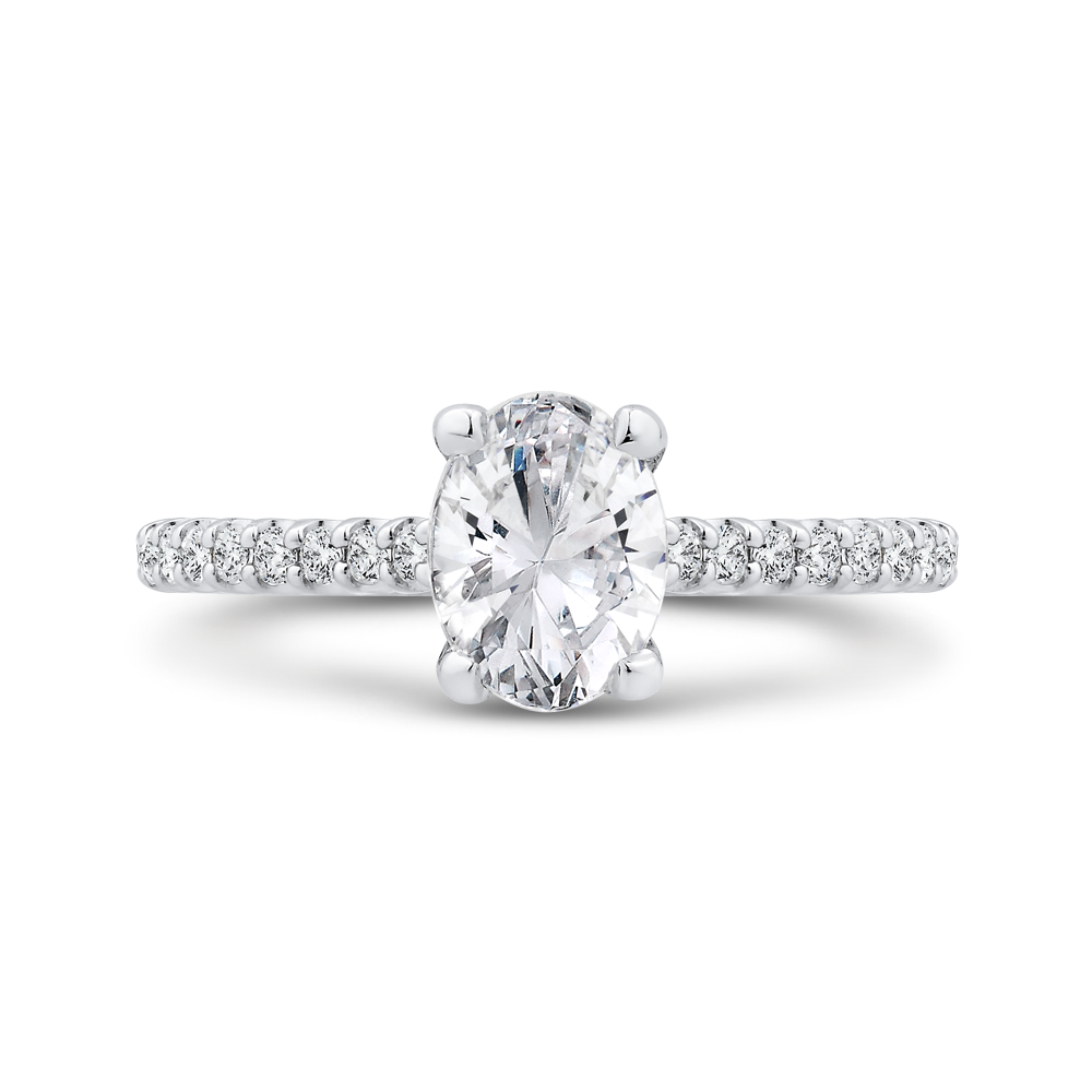 Oval Cut Diamond Classic Engagement Ring in 14K White Gold (Semi-Mount)