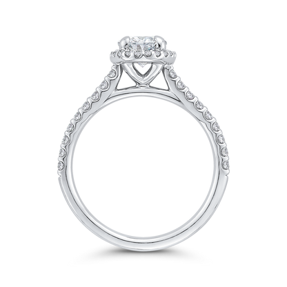 Oval Cut Halo Diamond Classic Engagement Ring in 14K White Gold (Semi-Mount)