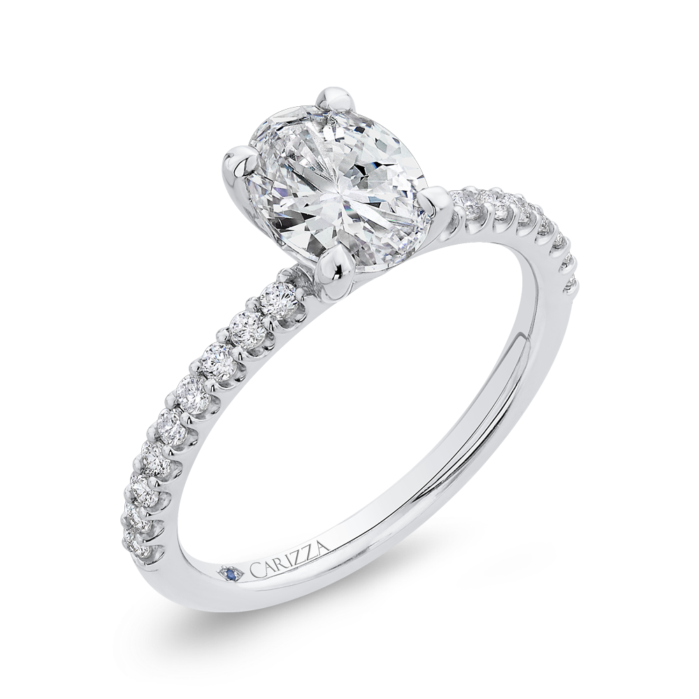 Oval Cut Diamond Engagement Ring in 14K White Gold (Semi-Mount)