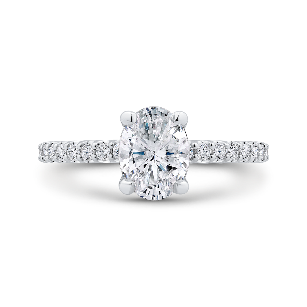 Oval Cut Diamond Engagement Ring in 14K White Gold (Semi-Mount)