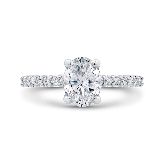 Oval Cut Diamond Engagement Ring in 14K White Gold (Semi-Mount)