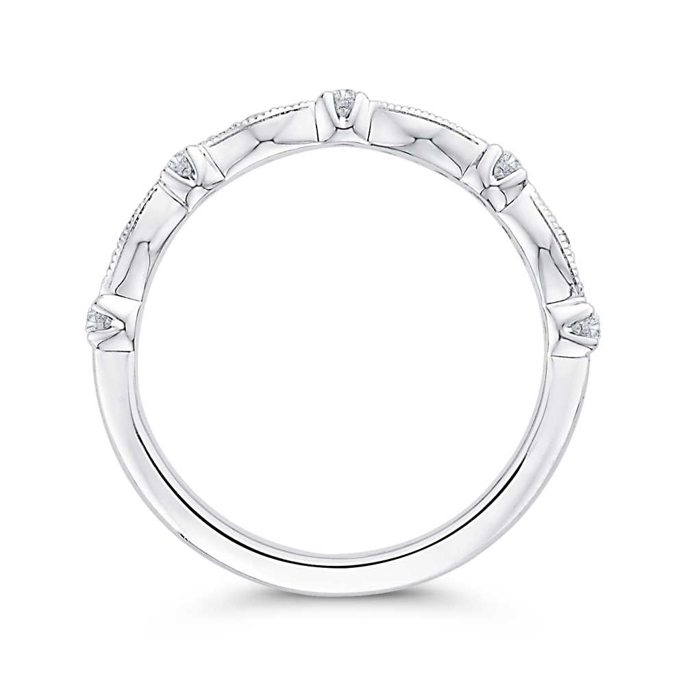Round Diamond Wedding Band in 14K White Gold