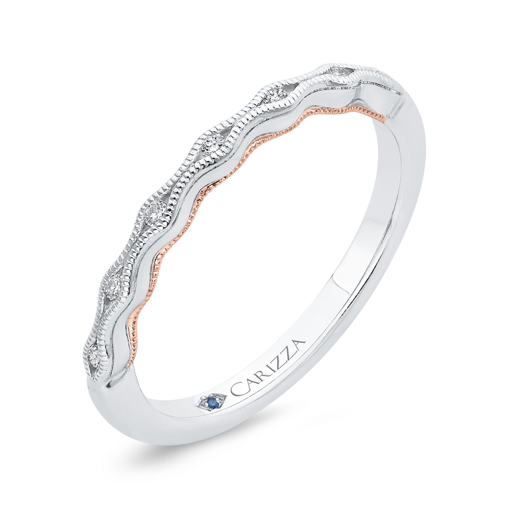 Diamond Wedding Band in 14K Two Tone Gold