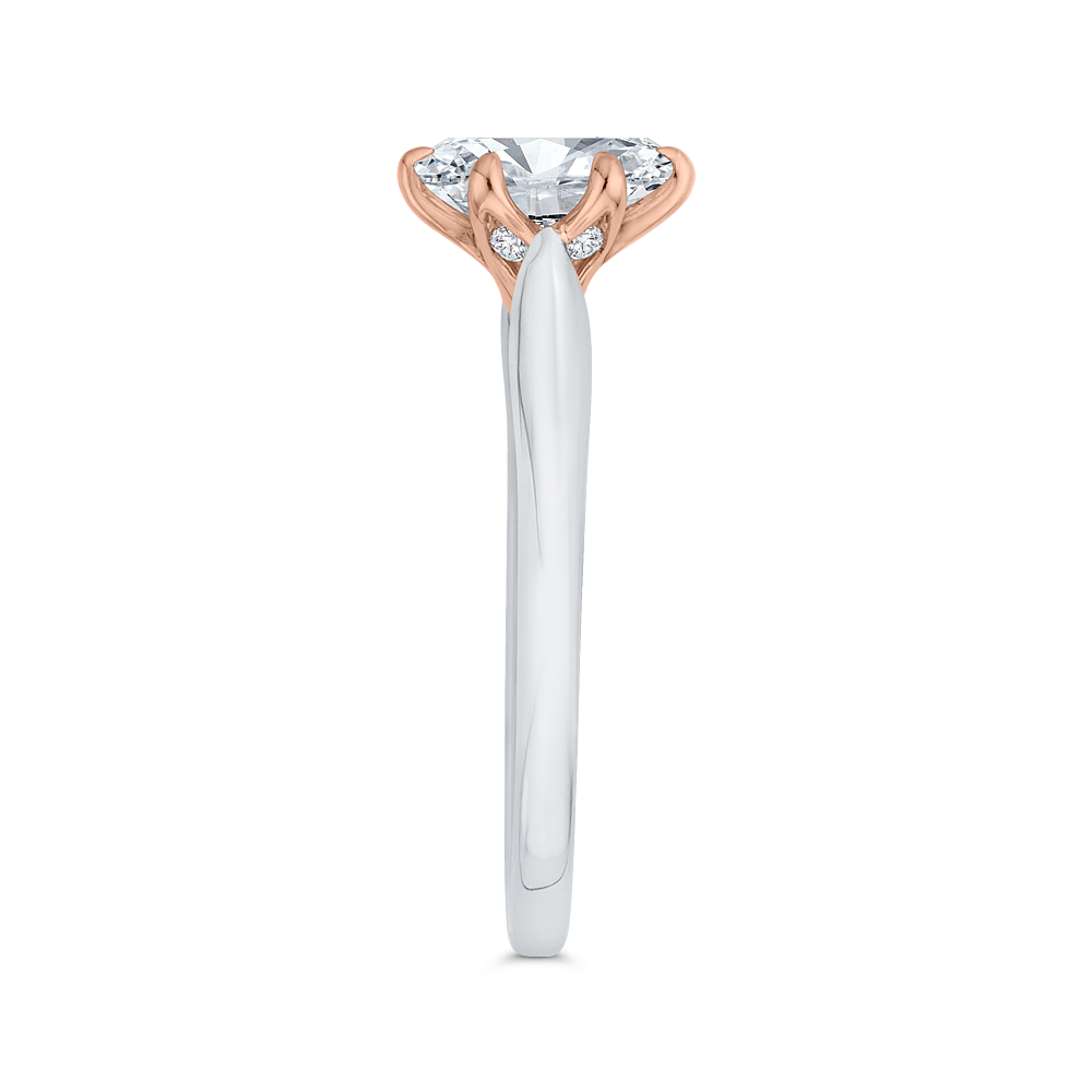 Oval Cut Diamond Solitaire Engagement Ring in 14K Two Tone Gold (Semi-Mount)