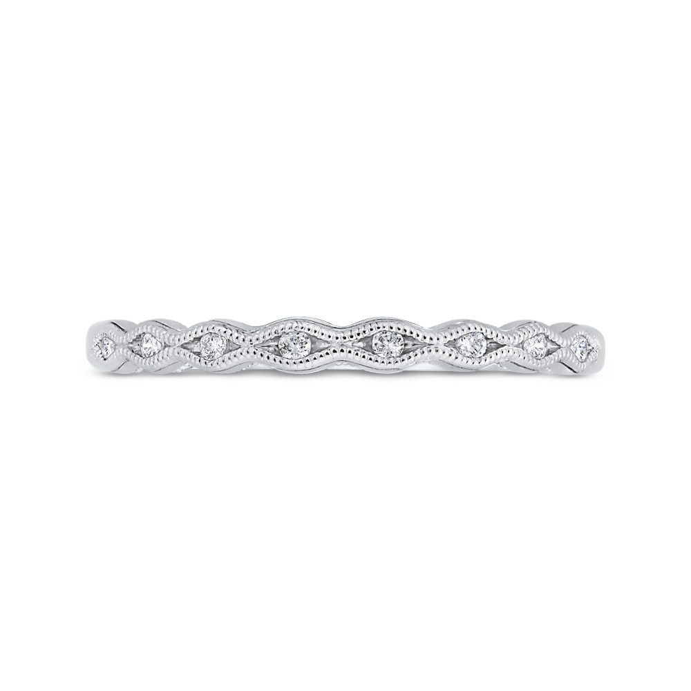Diamond Wedding Band with Milgrain 14K White Gold