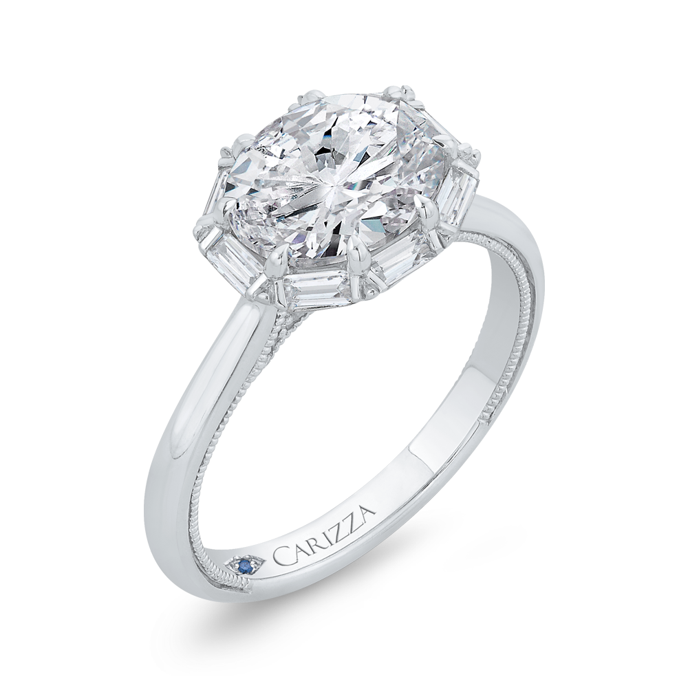Oval Cut Diamond Cathedral Engagement Ring in 14K White Gold (Semi-Mount)