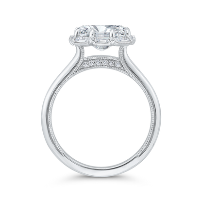 Oval Cut Diamond Cathedral Engagement Ring in 14K White Gold (Semi-Mount)