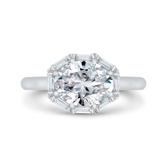 Oval Cut Diamond Cathedral Engagement Ring in 14K White Gold (Semi-Mount)
