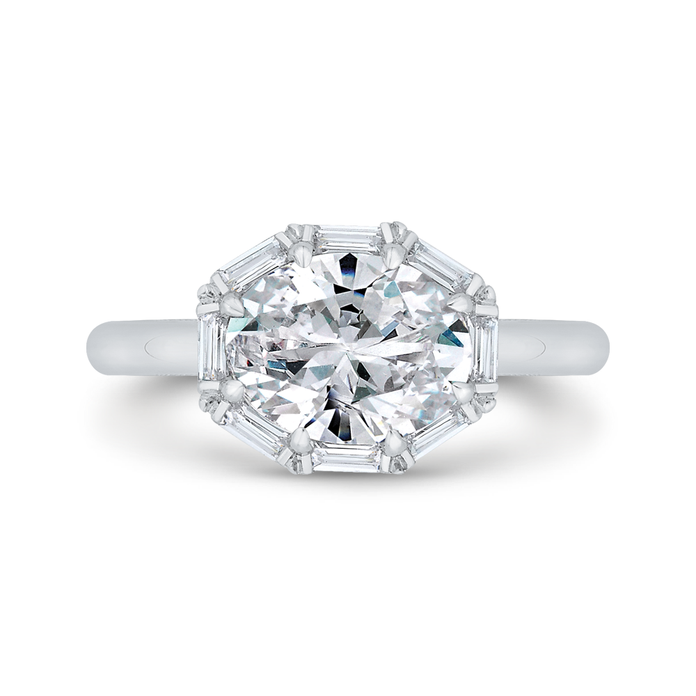 Oval Cut Diamond Cathedral Engagement Ring in 14K White Gold (Semi-Mount)